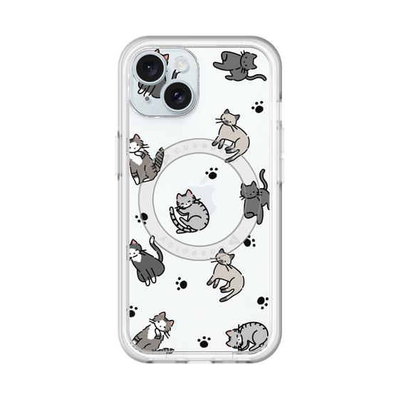 スリムプロテクションプレミアムケース with MagSafe［ オリジナル - CASEPLAYネコ総柄 - color ］