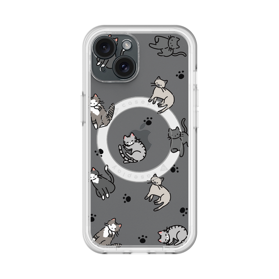 スリムプロテクションプレミアムケース with MagSafe［ オリジナル - CASEPLAYネコ総柄 - color ］