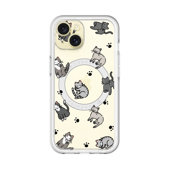 スリムプロテクションプレミアムケース with MagSafe［ オリジナル - CASEPLAYネコ総柄 - color ］