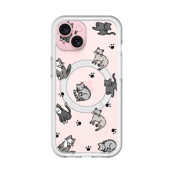 スリムプロテクションプレミアムケース with MagSafe［ オリジナル - CASEPLAYネコ総柄 - color ］
