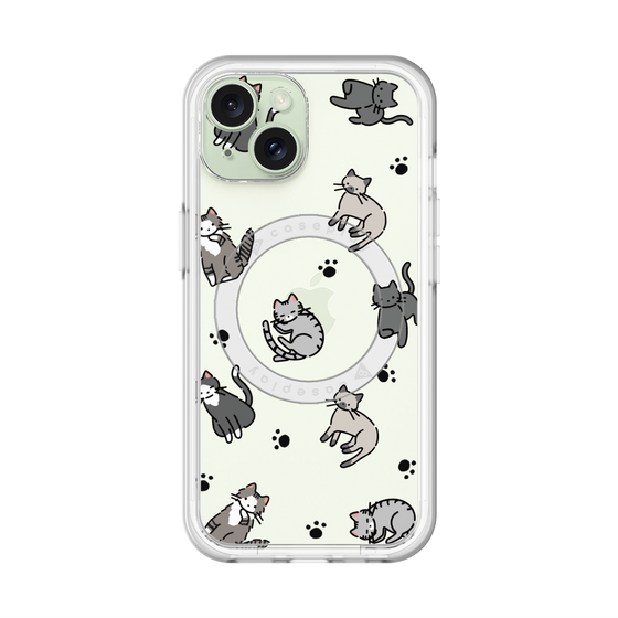 スリムプロテクションプレミアムケース with MagSafe［ オリジナル - CASEPLAYネコ総柄 - color ］