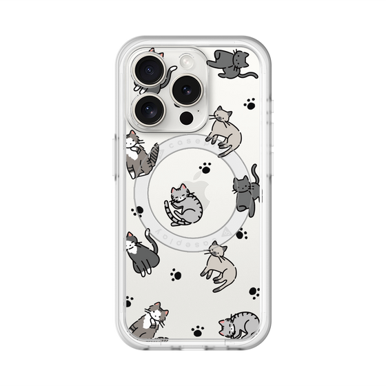 スリムプロテクションプレミアムケース with MagSafe［ オリジナル - CASEPLAYネコ総柄 - color ］