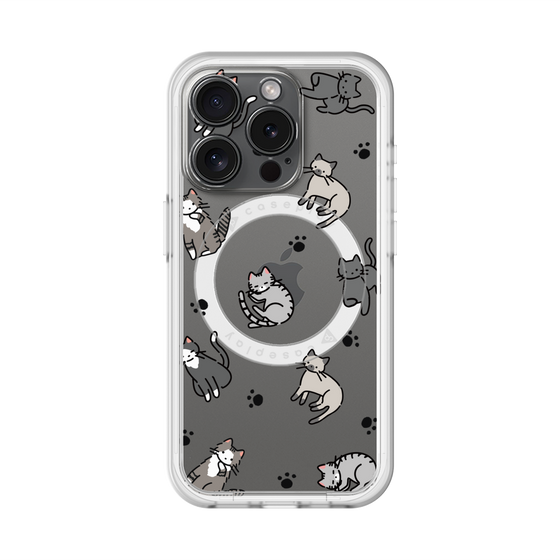 スリムプロテクションプレミアムケース with MagSafe［ オリジナル - CASEPLAYネコ総柄 - color ］