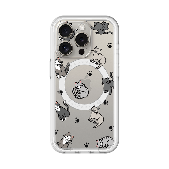 スリムプロテクションプレミアムケース with MagSafe［ オリジナル - CASEPLAYネコ総柄 - color ］