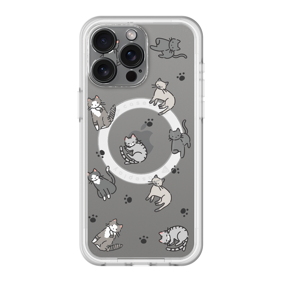 スリムプロテクションプレミアムケース with MagSafe［ オリジナル - CASEPLAYネコ総柄 - color ］