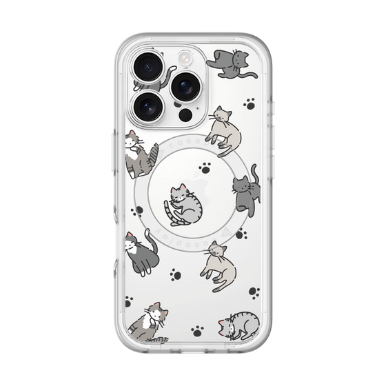スリムプロテクションプレミアムケース with MagSafe［ オリジナル - CASEPLAYネコ総柄 - color ］