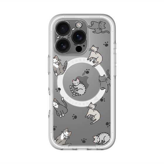 スリムプロテクションプレミアムケース with MagSafe［ オリジナル - CASEPLAYネコ総柄 - color ］