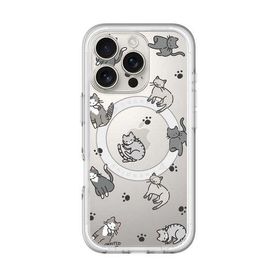 スリムプロテクションプレミアムケース with MagSafe［ オリジナル - CASEPLAYネコ総柄 - color ］