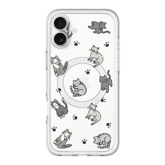 スリムプロテクションプレミアムケース with MagSafe［ オリジナル - CASEPLAYネコ総柄 - color ］