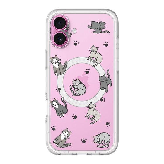 スリムプロテクションプレミアムケース with MagSafe［ オリジナル - CASEPLAYネコ総柄 - color ］