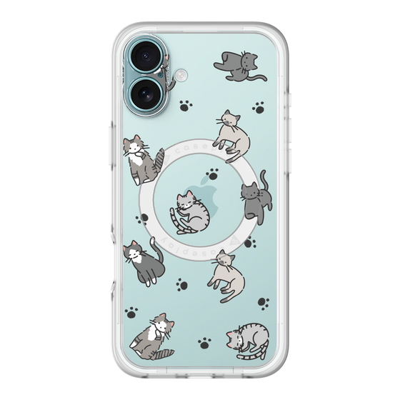 スリムプロテクションプレミアムケース with MagSafe［ オリジナル - CASEPLAYネコ総柄 - color ］