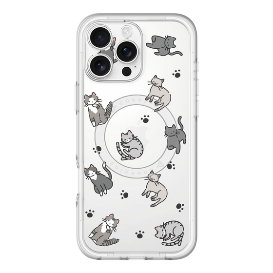 スリムプロテクションプレミアムケース with MagSafe［ オリジナル - CASEPLAYネコ総柄 - color ］