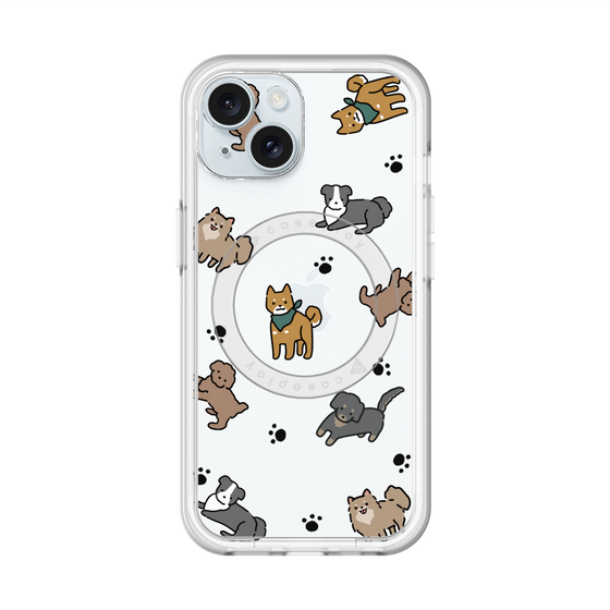 スリムプロテクションプレミアムケース with MagSafe［ オリジナル - CASEPLAYイヌ総柄 - color ］
