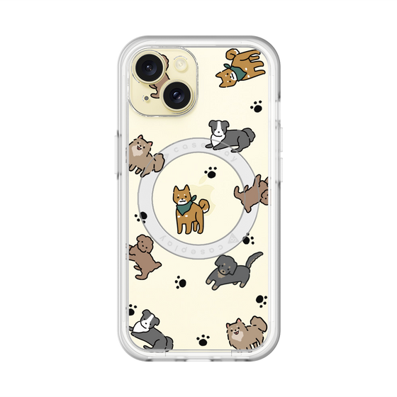 スリムプロテクションプレミアムケース with MagSafe［ オリジナル - CASEPLAYイヌ総柄 - color ］