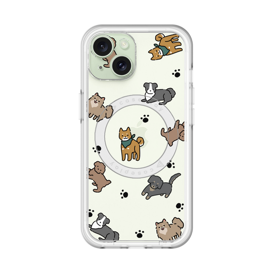 スリムプロテクションプレミアムケース with MagSafe［ オリジナル - CASEPLAYイヌ総柄 - color ］