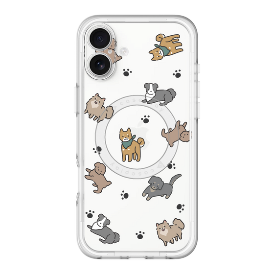 スリムプロテクションプレミアムケース with MagSafe［ オリジナル - CASEPLAYイヌ総柄 - color ］