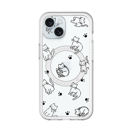 スリムプロテクションプレミアムケース with MagSafe［ オリジナル - CASEPLAYネコ総柄 - black ］