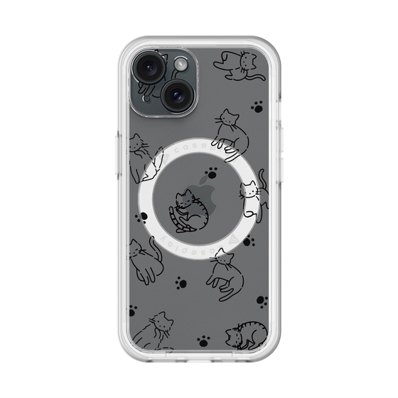 スリムプロテクションプレミアムケース with MagSafe［ オリジナル - CASEPLAYネコ総柄 - black ］