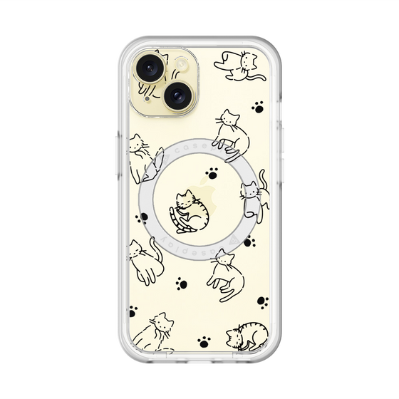 スリムプロテクションプレミアムケース with MagSafe［ オリジナル - CASEPLAYネコ総柄 - black ］