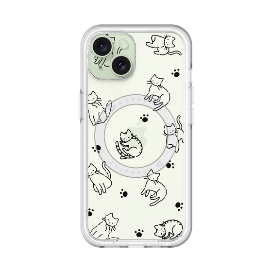 スリムプロテクションプレミアムケース with MagSafe［ オリジナル - CASEPLAYネコ総柄 - black ］