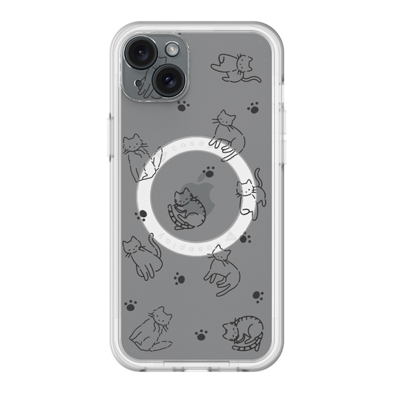 スリムプロテクションプレミアムケース with MagSafe［ オリジナル - CASEPLAYネコ総柄 - black ］