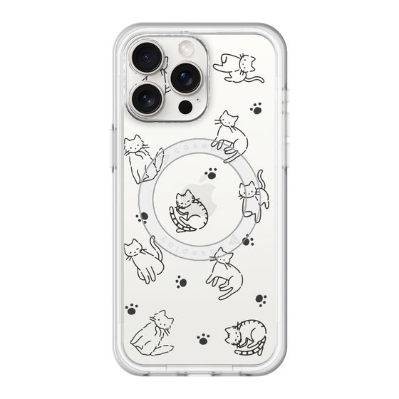 スリムプロテクションプレミアムケース with MagSafe［ オリジナル - CASEPLAYネコ総柄 - black ］