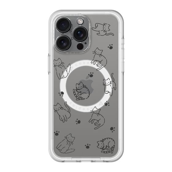 スリムプロテクションプレミアムケース with MagSafe［ オリジナル - CASEPLAYネコ総柄 - black ］