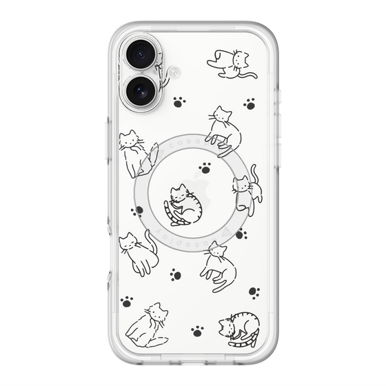 スリムプロテクションプレミアムケース with MagSafe［ オリジナル - CASEPLAYネコ総柄 - black ］
