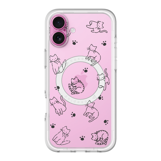 スリムプロテクションプレミアムケース with MagSafe［ オリジナル - CASEPLAYネコ総柄 - black ］