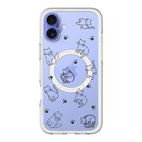 スリムプロテクションプレミアムケース with MagSafe［ オリジナル - CASEPLAYネコ総柄 - black ］