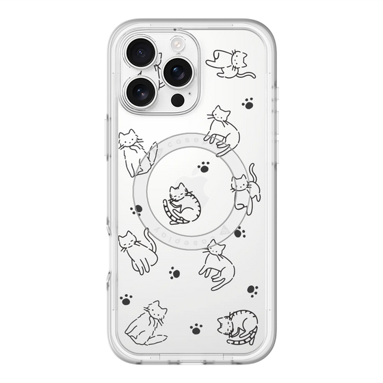 スリムプロテクションプレミアムケース with MagSafe［ オリジナル - CASEPLAYネコ総柄 - black ］