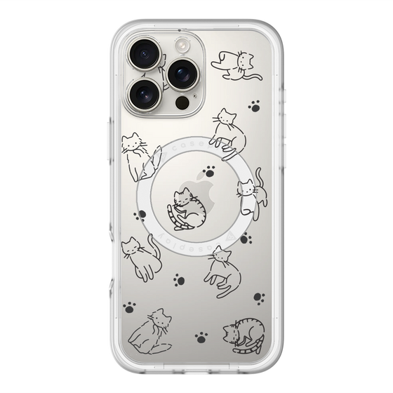 スリムプロテクションプレミアムケース with MagSafe［ オリジナル - CASEPLAYネコ総柄 - black ］