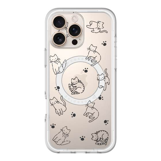 スリムプロテクションプレミアムケース with MagSafe［ オリジナル - CASEPLAYネコ総柄 - black ］