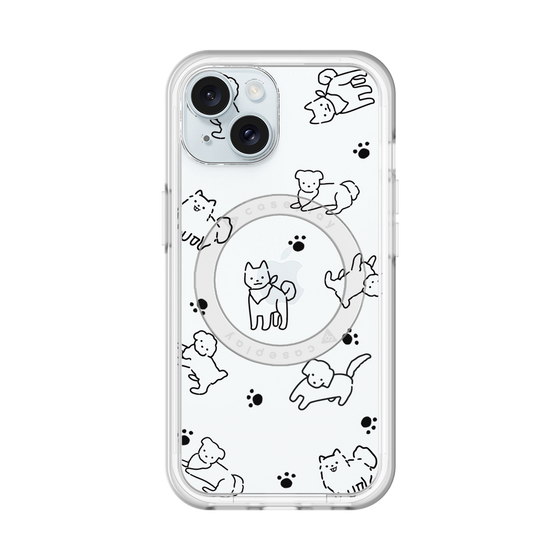 スリムプロテクションプレミアムケース with MagSafe［ オリジナル - CASEPLAYイヌ総柄 - black ］