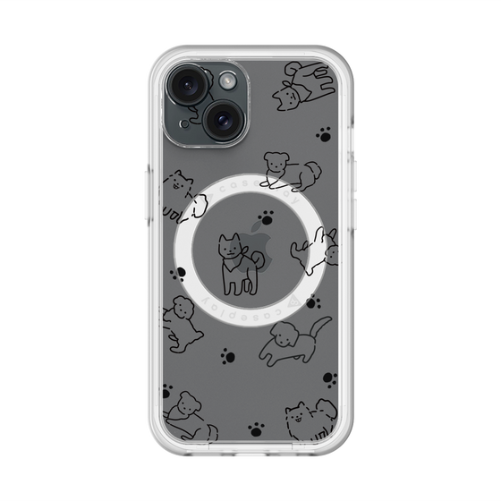 スリムプロテクションプレミアムケース with MagSafe［ オリジナル - CASEPLAYイヌ総柄 - black ］