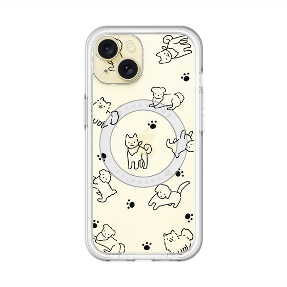 スリムプロテクションプレミアムケース with MagSafe［ オリジナル - CASEPLAYイヌ総柄 - black ］