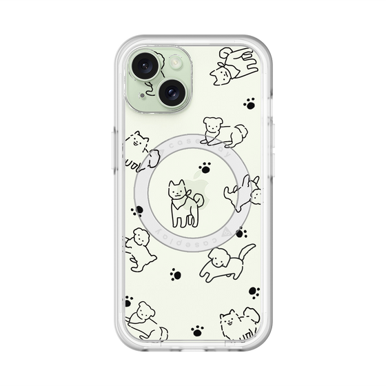スリムプロテクションプレミアムケース with MagSafe［ オリジナル - CASEPLAYイヌ総柄 - black ］