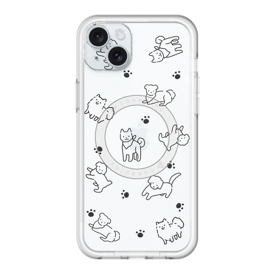 スリムプロテクションプレミアムケース with MagSafe［ オリジナル - CASEPLAYイヌ総柄 - black ］
