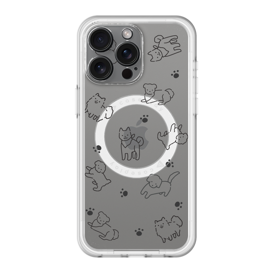スリムプロテクションプレミアムケース with MagSafe［ オリジナル - CASEPLAYイヌ総柄 - black ］