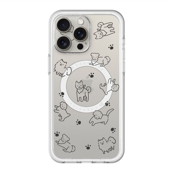 スリムプロテクションプレミアムケース with MagSafe［ オリジナル - CASEPLAYイヌ総柄 - black ］
