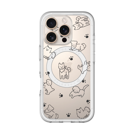 スリムプロテクションプレミアムケース with MagSafe［ オリジナル - CASEPLAYイヌ総柄 - black ］