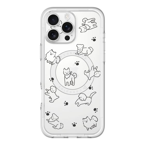 スリムプロテクションプレミアムケース with MagSafe［ オリジナル - CASEPLAYイヌ総柄 - black ］