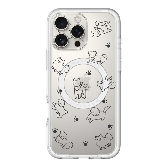 スリムプロテクションプレミアムケース with MagSafe［ オリジナル - CASEPLAYイヌ総柄 - black ］