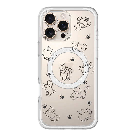 スリムプロテクションプレミアムケース with MagSafe［ オリジナル - CASEPLAYイヌ総柄 - black ］