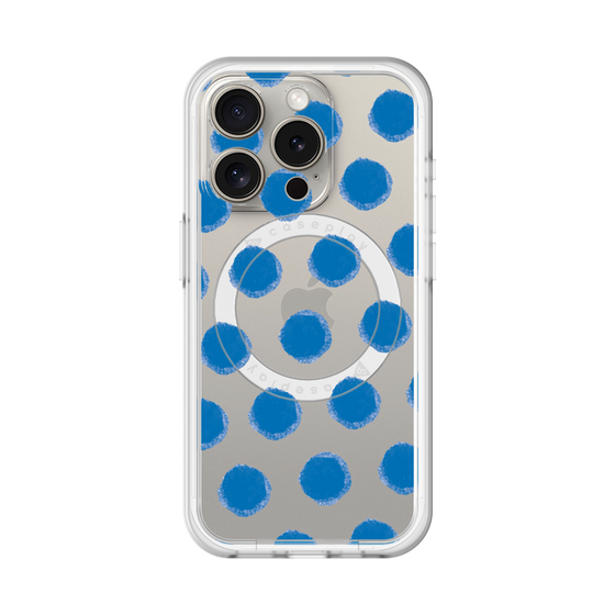 スリムプロテクションプレミアムケース with MagSafe［ オリジナル - 推し色水玉 - ブルー ］