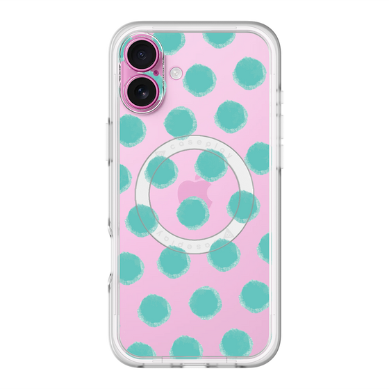 スリムプロテクションプレミアムケース with MagSafe［ オリジナル - 推し色水玉 - グリーン ］