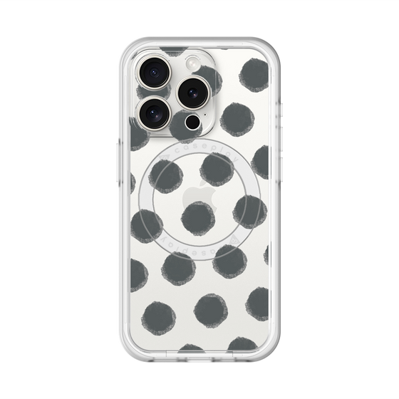 スリムプロテクションプレミアムケース with MagSafe［ オリジナル - 推し色水玉 - ブラック ］