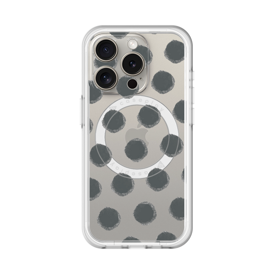 スリムプロテクションプレミアムケース with MagSafe［ オリジナル - 推し色水玉 - ブラック ］