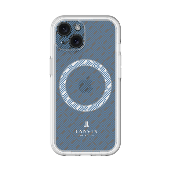 スリムプロテクションプレミアムケース with MagSafe［ LANVIN COLLECTION - ロゴパターン - ブルー ］