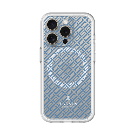 スリムプロテクションプレミアムケース with MagSafe［ LANVIN COLLECTION - ロゴパターン - ブルー ］